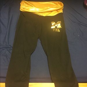 SOLD-PINK UofM cropped leggings